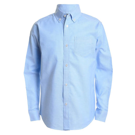 Chemise Oxford à manches longues et boutonnée unie IZOD pour garçons, Bleu Oxford, 18