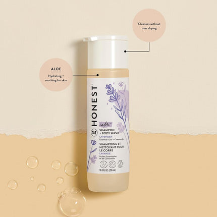 The Honest Company 2-Piece Dreamy Lavender Shampoo + Body Wash (10 fl. oz) & Face + Body Lotion (8.5 fl. oz.) Bundle | Tear Free | Naturally Derived Ingredients | Sulfate & Paraben Free Baby Bath