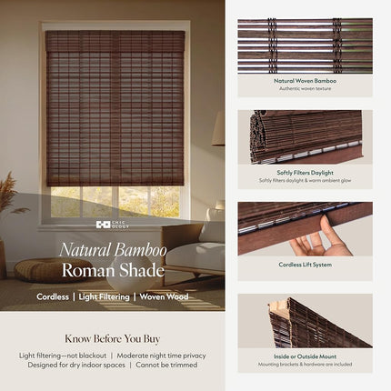 CHICOLOGY Bamboo Blinds, Bamboo Shades, Roman Shades for Windows, Roman Window Shades, Window Shades for Home, Bamboo Shades for Patio, Blinds & Shades, Window Shade, 29"W X 64"H, Buffalo
