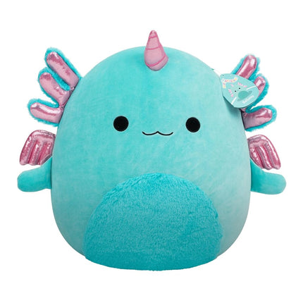 Squishmallows Original 14-Inch Bellamy the Teal Axolotl Alicorn with Shimmery Accent