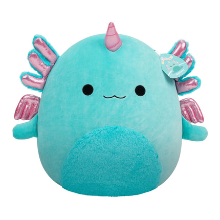 Squishmallows Original 14-Inch Bellamy the Teal Axolotl Alicorn with Shimmery Accent