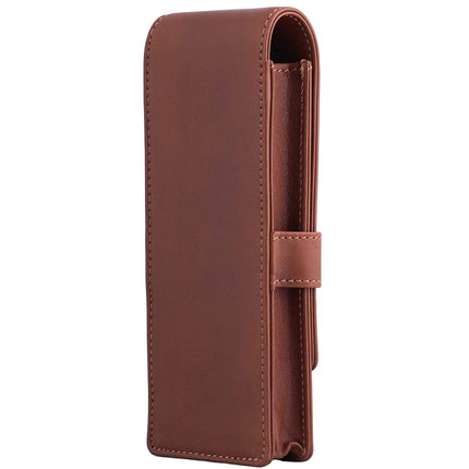 DiLoro Leather Triple Pen Case Pencil Pouch Holder for Three Fountain Ballpoint Rollerball Pens and Pencils (Bugatti Tan)