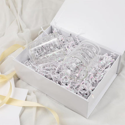 MUMUPACK White Gift Box,10x7.3x3.5 Gift Boxes With Lids For Presents Includes Ribbon And Diy Printable Sticker Paper,Bridesmaid Proposal Box,Magnetic Gift Box For Birthday,Wedding,Graduation