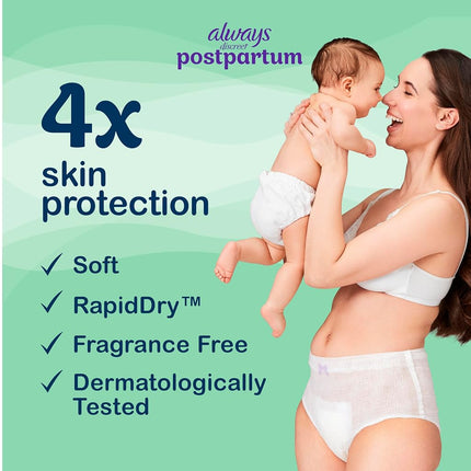Always Discreet Postpartum and Adult Incontinence Underwear for Women, Extra Large, Maximum Protection, 14 Count