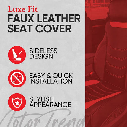 Motor Trend LuxeFit Solid Gray Seat Covers for Cars Trucks Van SUV (2 Pack), Premium Faux Leather Car Seat Covers, Easy to Install Automotive Seat Covers with Storage Pockets, Fits Most Vehicles