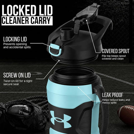 Under Armour Half Gallon Water Bottle Insulated, 64oz Insulated Water Bottle with Handle, Sports Water Jug, Fence Hook, Leak Resistant, for Baseball, Football & More