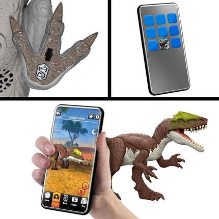 Mattel Jurassic World: The Rebirth Gigantic Thrashers Eotriceratops Dinosaur Toy Figure, Large Dinosaur Species with Two Accitable Anger Attacks, Digital Game, JGB93