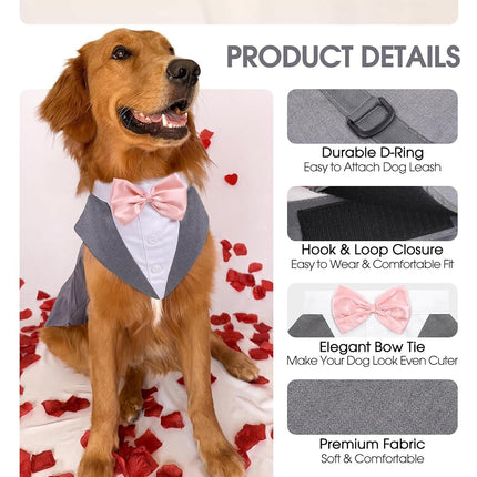 Kuoser Dog Tuxedo, Dog Suit and Bandana Set, Dogs Costume with D-Ring
