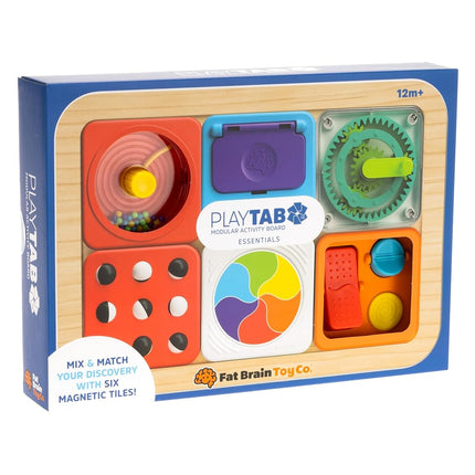 Fat Brain Toys PlayTab Essentials 12m+, Modular Sensory Activity Board, Busy Board for Toddlers and Babies - Ages 1 Year and Older