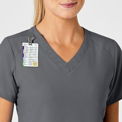 WonderWink Women's Stylized V-Neck Top, Pewter, XX-Small