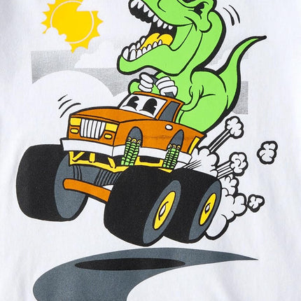 The Children's Place Baby Boys' and Toddler Dino Long Sleeve Graphic T-Shirts,multipacks, Dino Truck/Dino Scene 2-Pack, 3T
