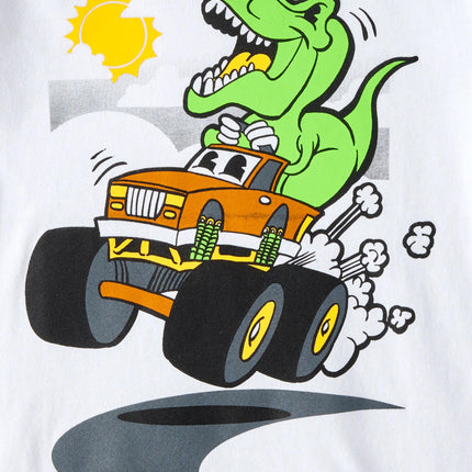 The Children's Place Baby Boys' and Toddler Dino Long Sleeve Graphic T-Shirts,multipacks, Dino Truck/Dino Scene 2-Pack, 3T