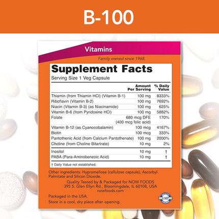 NOW Foods B-100, 100 Capsules (Pack Of 2)