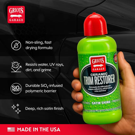 Griot's Garage 10944 Ceramic Trim Restorer 16oz – Restore Exterior & Interior Plastics, Rubber Seals, & Tires – Satin Finish Provides Like New Appearance – Ceramic Infused for Long Lasting Results
