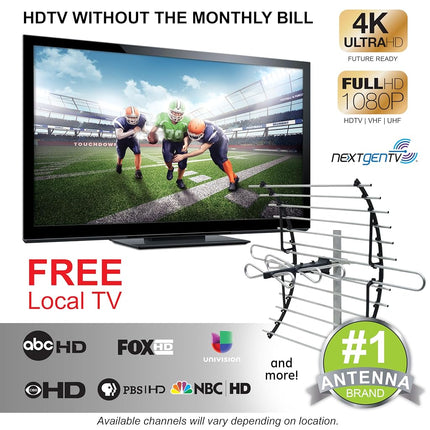 GE Attic Mount TV Antenna, Long Range Antenna, Supports 4K 1080P Digital HDTV VHF UHF, Indoor Directional Antenna, Mounting Pole Included, Out of Sight Compact Design, 33692