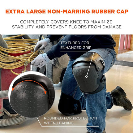 Ergodyne ProFlex 360 Knee Pad, Hinged Design, Hard Shell, Non-Marring Rubber Cap, Extra Large