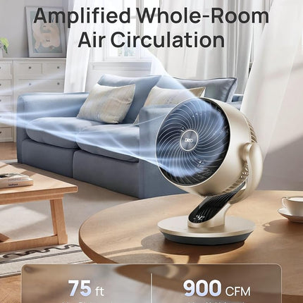 DREO Smart Desk Fan for Bedroom, 13" Powerful 70 ft Whole Room Air Circulator Fan, 120�+90� Oscillating Fans with Voice Control, 4 Speeds, 5 Modes, 12H Timer Portable Table Fan for Office, Home