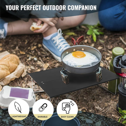 TREKOLOGY TALU Mini Camping Table – Compact, Portable, Folding Camp Table for Hiking, Backpacking, Beach, and Outdoor Use (Black)
