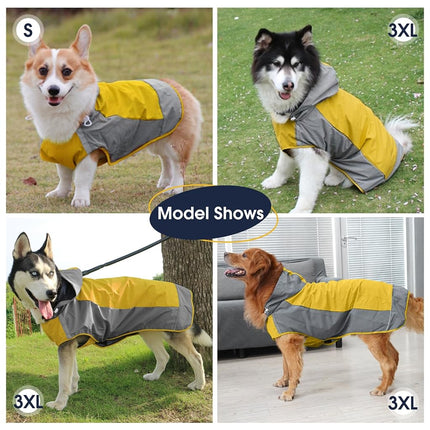IECOii Dog Raincoat, Waterproof & Windproof Dog Rain Jacket with Reflective Strips for Rainy Walks,Pet Rain Poncho with Hood,Quick Dry,Easy to Wear,Yellow,XXL