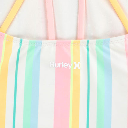 Traje de baño de una pieza Hurley para niña, blanco marfil/rayas multicolores, 6X