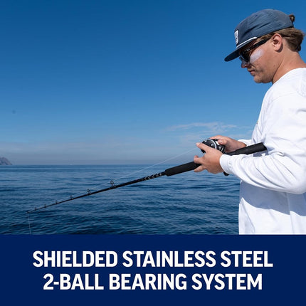 PENN Rival™ Level Wind, Fishing Reel, Conventional Reels, Sea - Boat and Kayak Fishing Reel - Heavy Duty Saltwater Reel for Cod, Bass, Flatfish, Rays, Tope, Pollack, Black/Silver, 20 | Right Hand