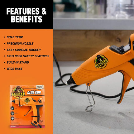 Gorilla 104987 Full Size Hot Glue Gun and Sticks, Gun & Glue, Orange