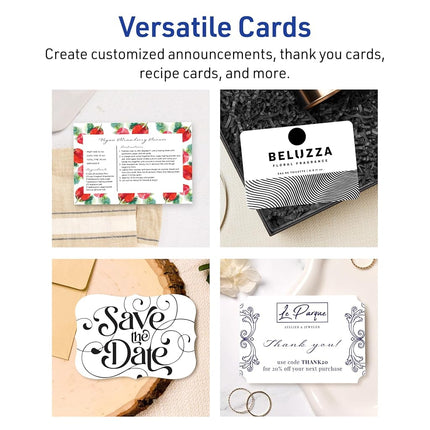 Avery Printable Rectangle Cards, Rounded Corners, Sure Feed Technology, 4" x 6", Matte White Cardstock, Print-to-the-Edge, Laser/Inkjet, 50 Total, Great for Postcards and Thank You Cards