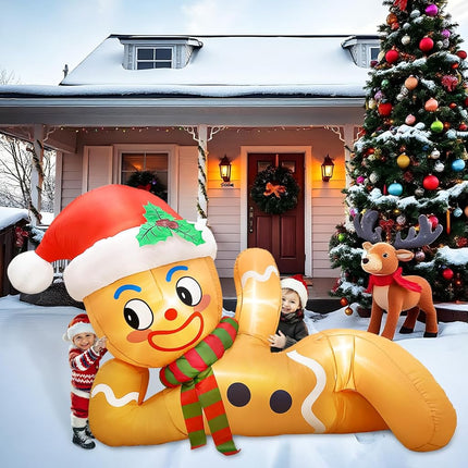 OurWarm 10FT Christmas Inflatable Gingerbread Man Outdoor Decoration with LED Lights, Blow Up Holiday Decor for Garden Lawn Yard