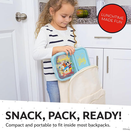 Disney Bento Box– Leak-Proof Kids Lunch Box with Divided Compartments & Detachable Spork - Mickey & Minnie, Stitch, & Winnie the Pooh BPA Free Toddler Bento Box