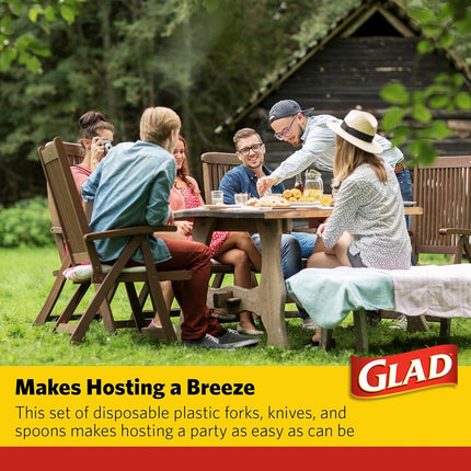 Glad Clear Disposable Cutlery Set, Forks Knives and Spoons, 240 Count