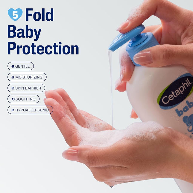 CETAPHIL Baby Wash & Shampoo Pack of 2, Hypoallergenic, Gentle Enough for Daily Use, Soap Free
