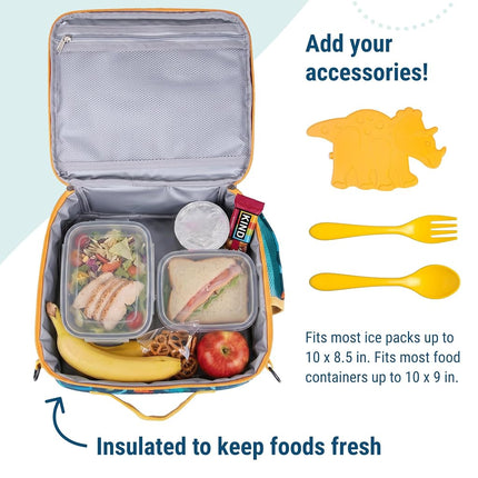 Wildkin Kids ECO rPET Insulated Lunch Box – Keeps Food Hot or Cold, Easy-Clean Lining, Mesh Pockets & BPA-Free – Boys & Girls, Ideal for School, Travel & Daycare – Jurassic Dinosaurs
