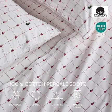 Lacoste Printed Percale Sheet Set King Slice Baroque Rose