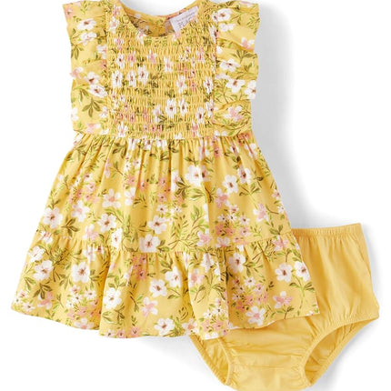 The Children's Place Baby Girls' and Newborn Ruffle Dressy Dress, Sunset Gold Floral, 9-12 Months
