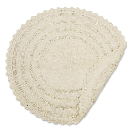 DII Crochet Collection Reversible Bath Mat, Round, 27.5" Diameter, Off-White