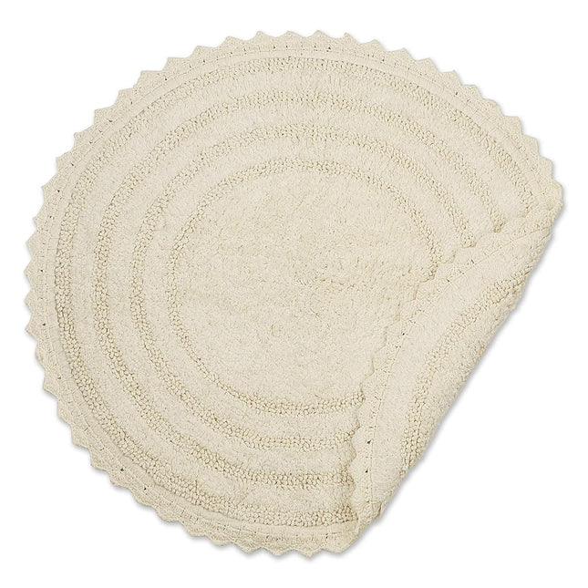 DII Crochet Collection Reversible Bath Mat, Round, 27.5" Diameter, Off-White
