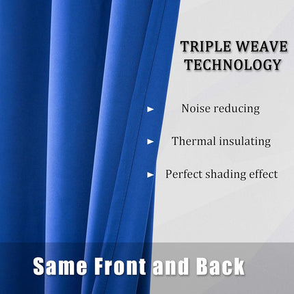 DUALIFE Royal Blue Blackout Curtain Panels/Curtains 114 cm Length for Boys Bedroom, 2 Panels, Thermal Insulated, Solid Curtains with Eyelet for Living Room, 96 cm W x 114 cm L