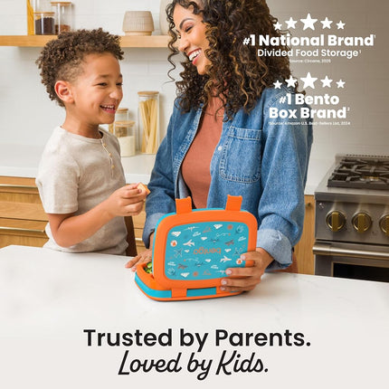 Bentgo® Kids Prints Leak-Proof, 5-Compartment Bento-Style Kids Lunch Box - Ideal Portion Sizes for Ages 3-7, Durable, Drop-Proof, Dishwasher Safe, & Made with BPA-Free Materials (Planes)