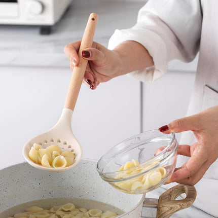 Country Kitchen 14 Piece Silicone and Wood Kitchen Utensil Set, Heat Resistant up to 450℉, Easy to Clean and Hand Washable