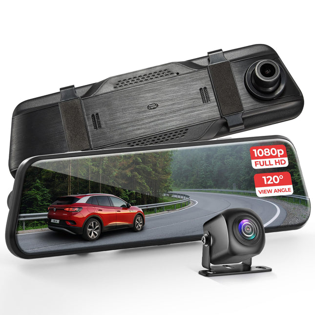 Pyle Dual Dash Cam Rearview Mirror, 1080p Full HD 