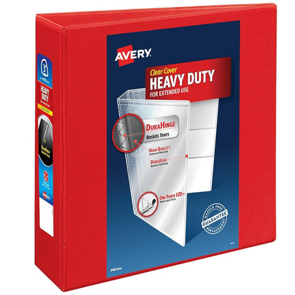 Classeur à anneaux Avery Heavy-Duty View 3, anneaux EZD One Touch de 3 pouces, dos de 3,5 pouces, 1 classeur rouge (79325)
