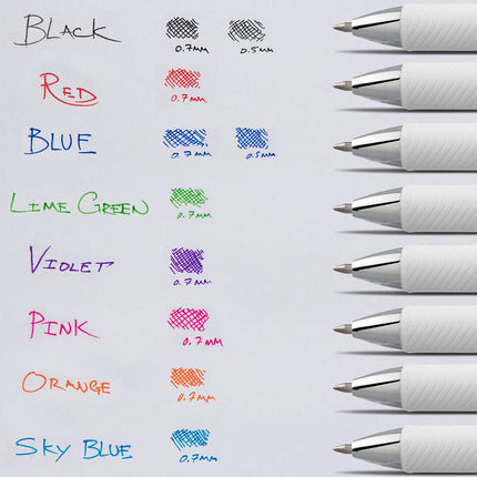 Bolígrafos de gel líquido retráctiles de lujo Pentel EnerGel Pearl, punta de 0,7 mm, tinta azul. (Caja de 12)