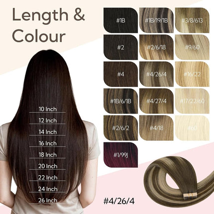 hotbanana Tape in Hair Extensions Human Hair 12 Inch