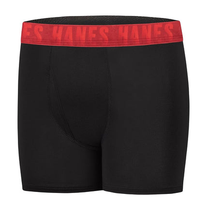 Hanes Boys Moves Breathable Boxer Brief Underwear, Performance Stretch Boxer Briefs for Boys, Moisture-Wicking, 6-pk, Black, X-Large