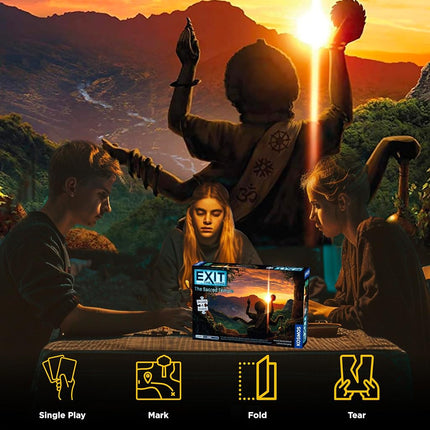 THAMES & KOSMOS Exit: The Sacred Temple (with Jigsaw Puzzles) | Exit: The Game - A Kosmos Game | Family-Friendly, Jigsaw Puzzle-Based at-Home Escape Room Experience for 1 to 4 Players, Ages 10+