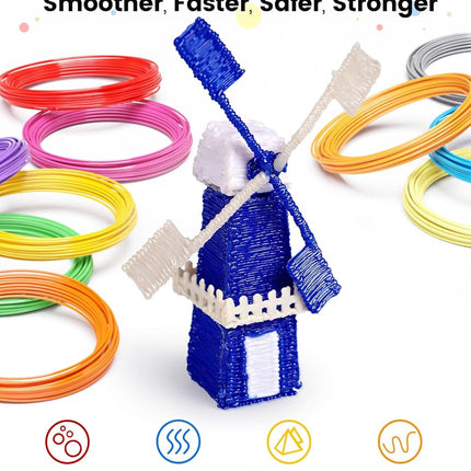 40 Colors 3D Pen Filament Pla Refills, 16 ft per Color 1.75mm Premium Filament for 3D Printing Pen Comes with 2 Finger Caps & 3D Pen Drawing Guide Book