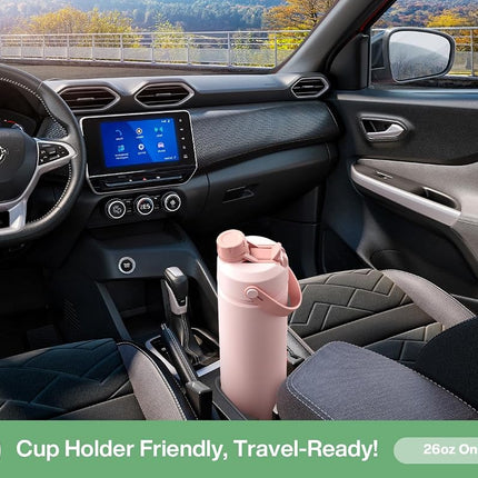 POWCAN 768 ml Insulated Water Bottle with 2-in-1 Straw and Spout Lid, Keep Cold 24H, Leak-Proof, Fits in Car Cup Holder, Stainless Steel Water Bottle for Sports, Travel, and School (Mint)