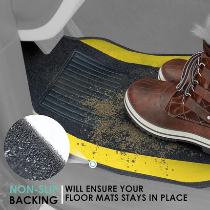 FH Group F14407YELLOW Universal Fit Premium Carpet Yellow Automotive Floor Mats fits most Cars, SUVs, and Trucks with Driver Heel Pad, Full Set