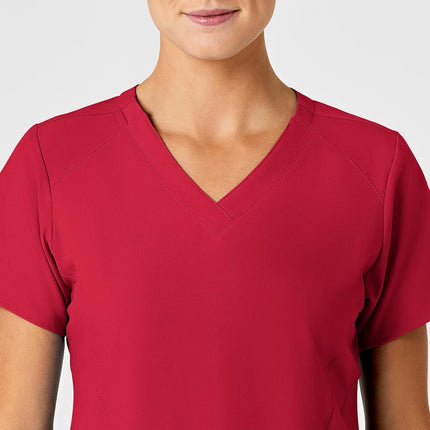 WonderWink Women's Stylized V-Neck Top, Red, X-Small