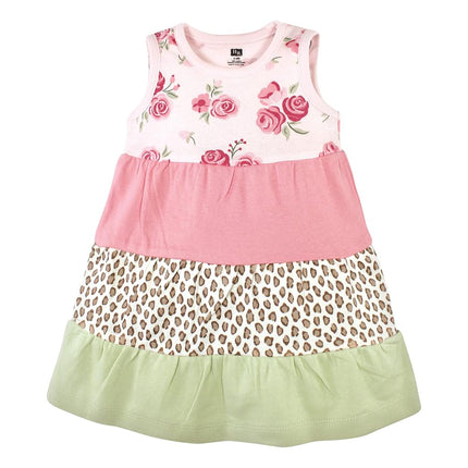 Hudson Baby Baby Girls' Cotton Dresses, Multicolor Blush Rose Leopard, 8 Years